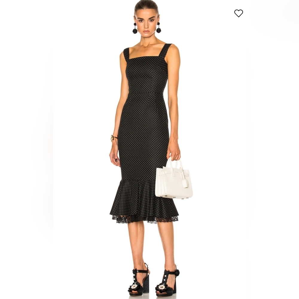 Dolce & Gabbana Sleeveless Midi Elegant Black Polka Dot Dress Size 46IT/US10-12